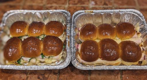 Sliders in the baking pans.