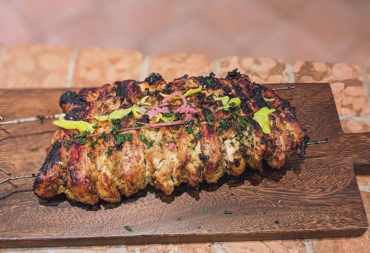 BBQ Butter-Basted Chicken Cutlets on a Spit