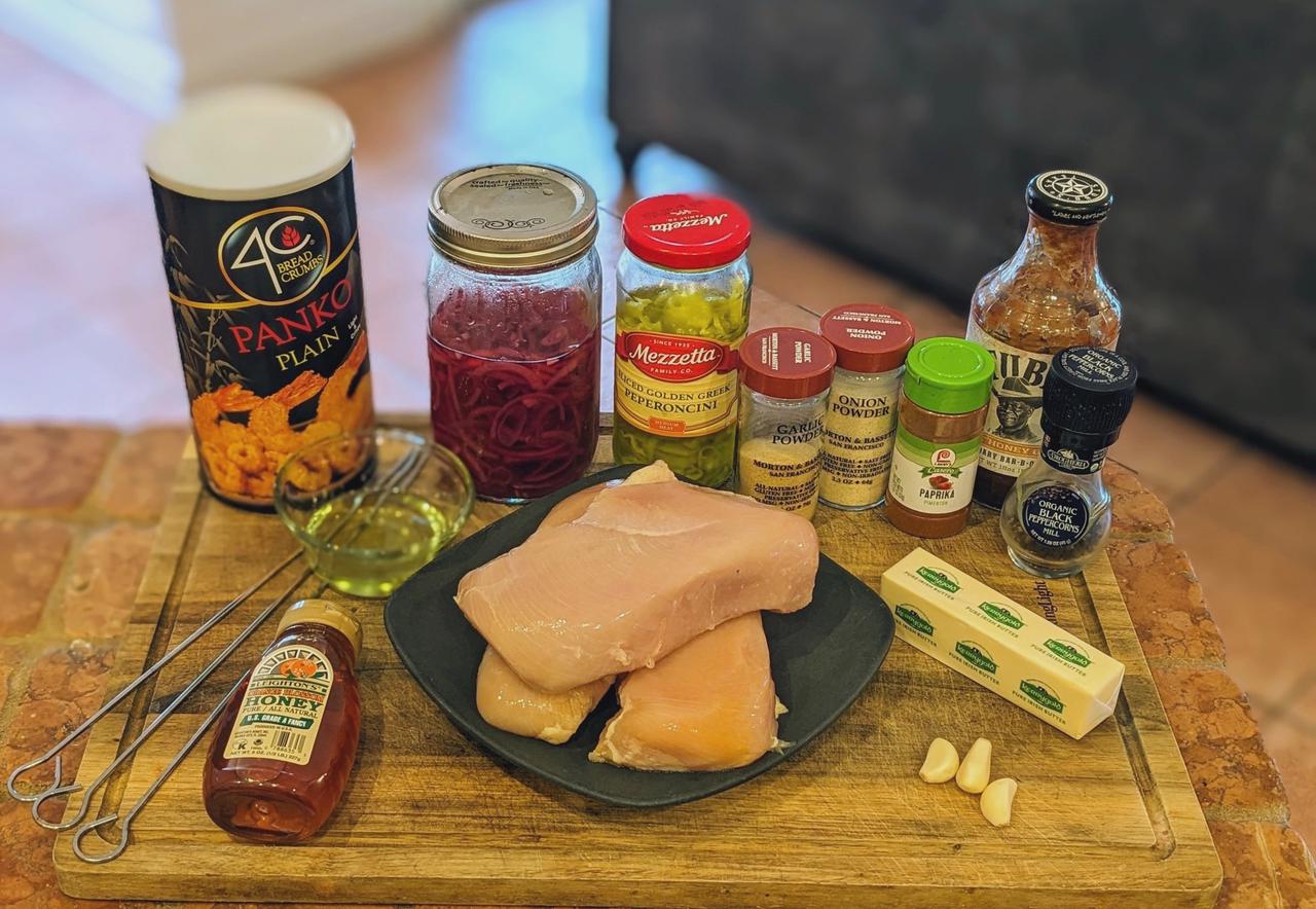 Ingredients for BBQ Butter-Basted Chicken Cutlets on a Spit