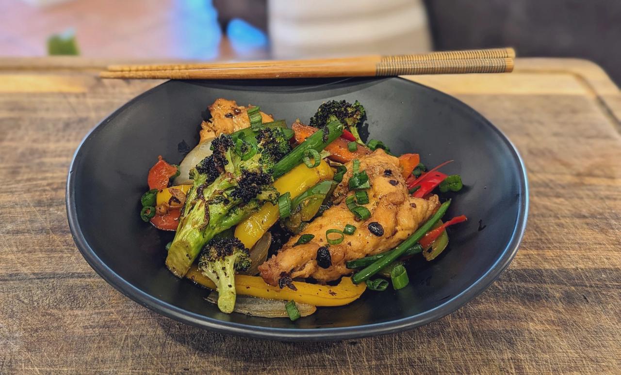 Charred Broccoli and Douchi Chicken Stir Fry