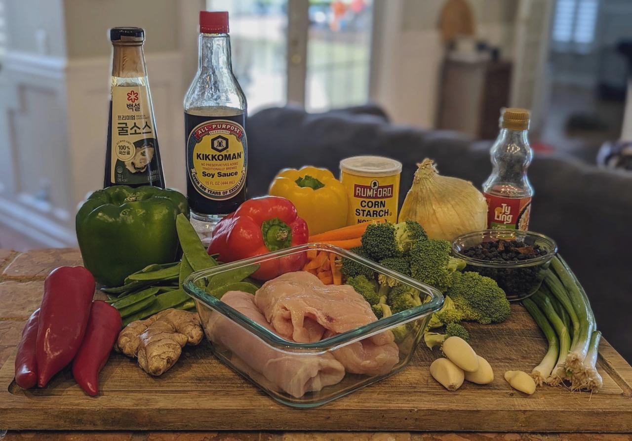 Ingredients for Charred Broccoli and Douchi Chicken Stir Fry