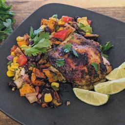 Crispy Caribbean Chicken with Sweet Potato & Black Bean Salad