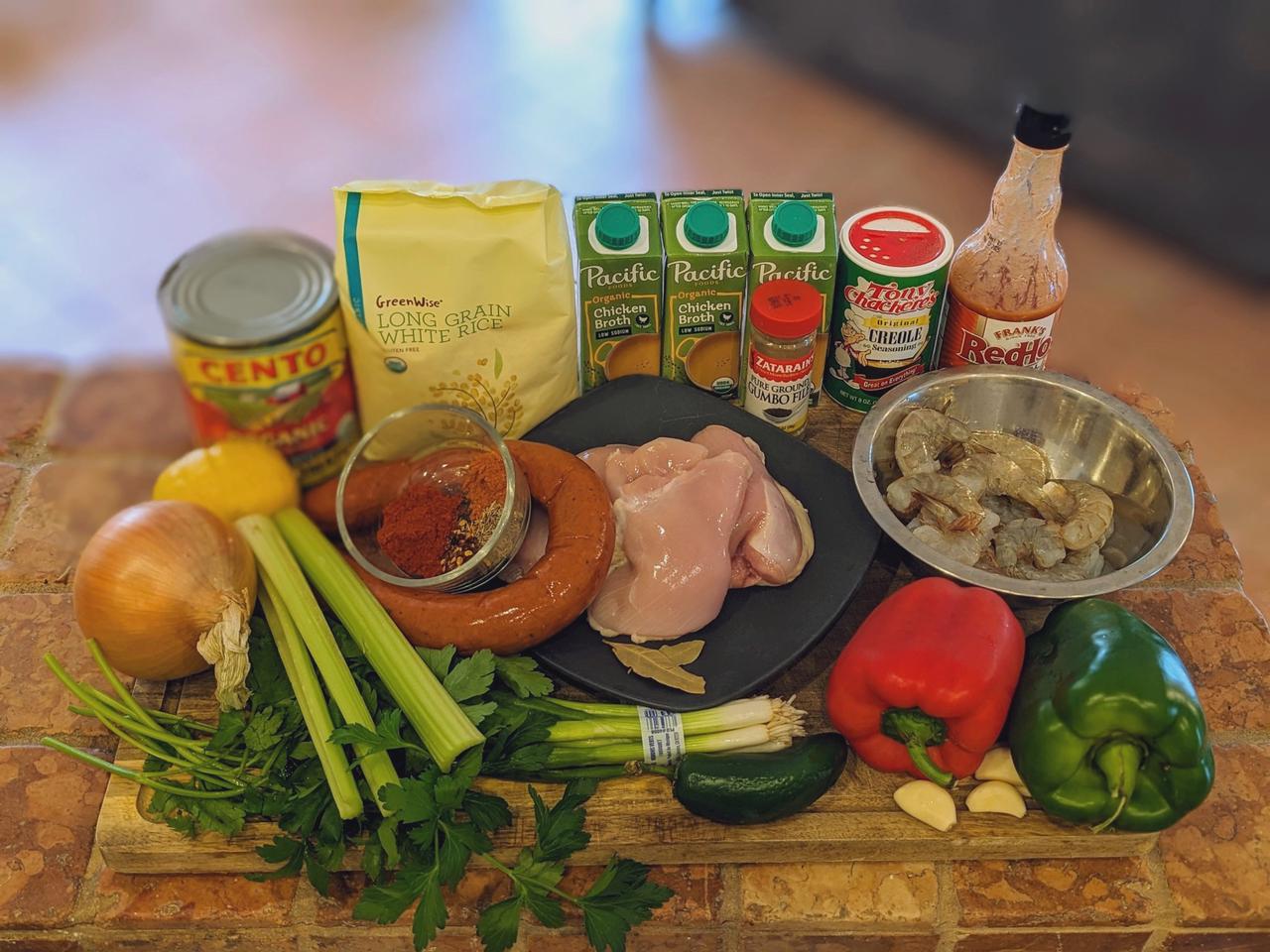 Ingredients for Gippity Kitchen's Definitive Jambalaya