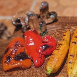 Grilled Polenta and Rainbow Vegetables with Magic Marinade