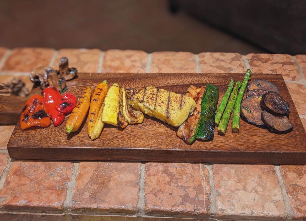 Grilled Polenta and Rainbow Vegetables with Magic Marinade