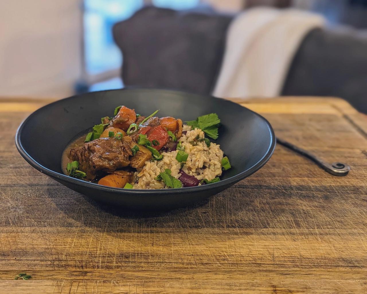 Jamaican Braised Beef with Rice and Peas