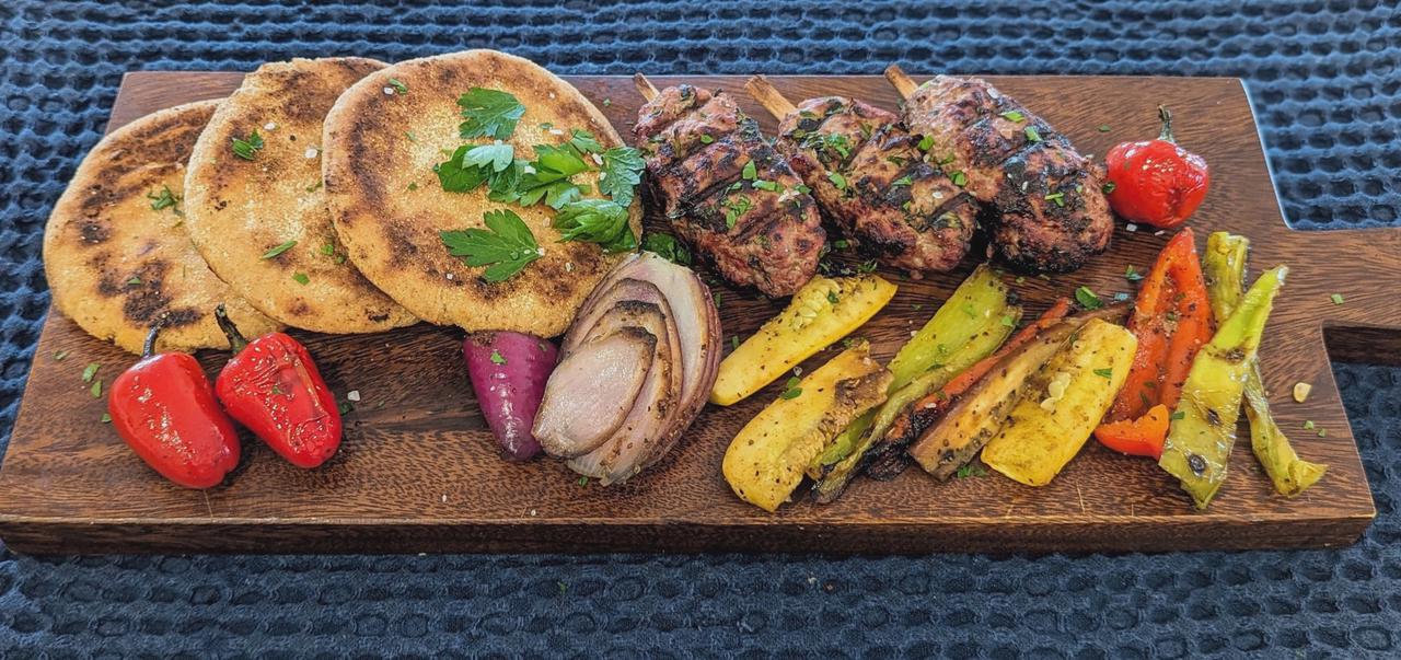 Lamb Kofta with High Fiber Pita and Grilled Vegetables