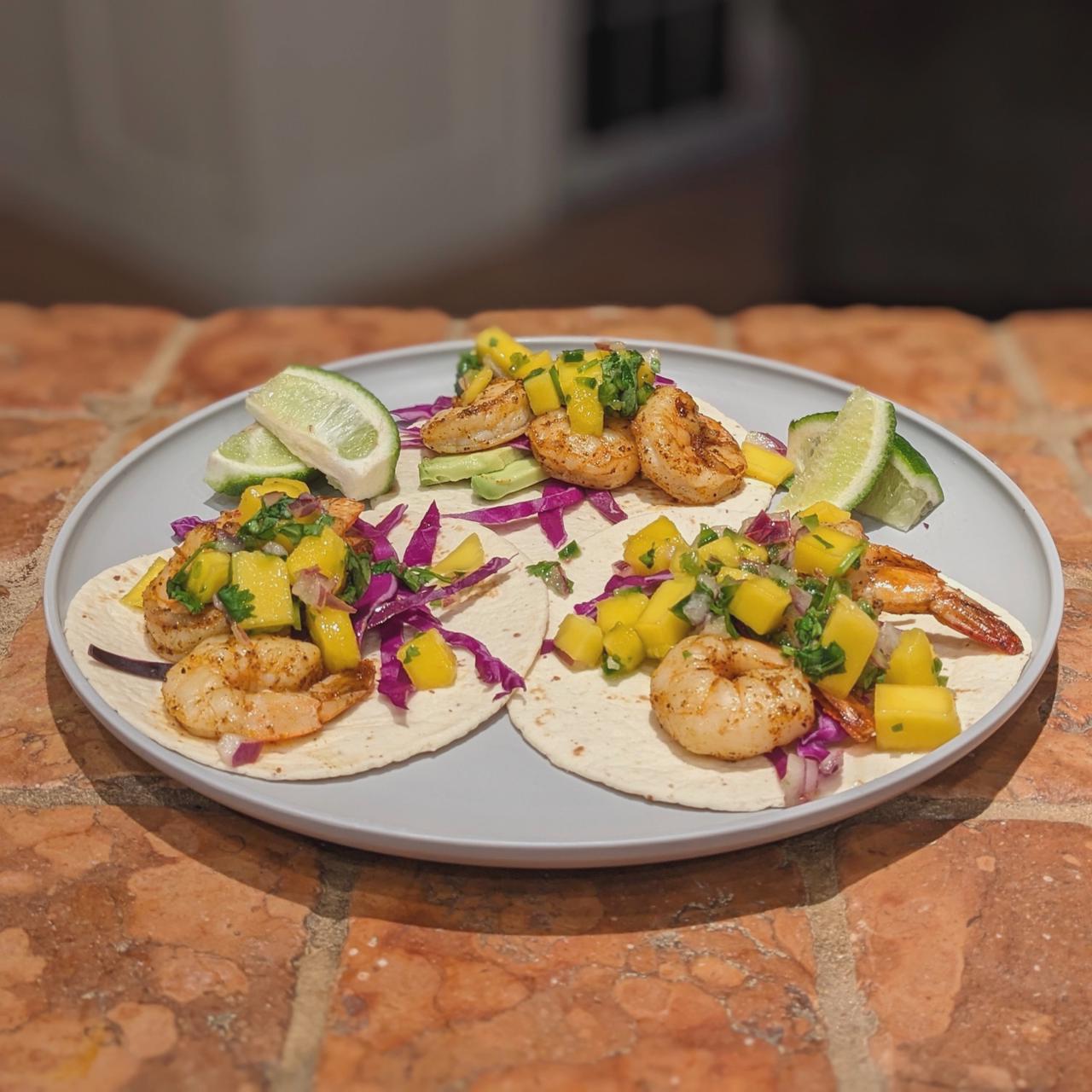 Mango and Spicy Grilled Shrimp Tacos