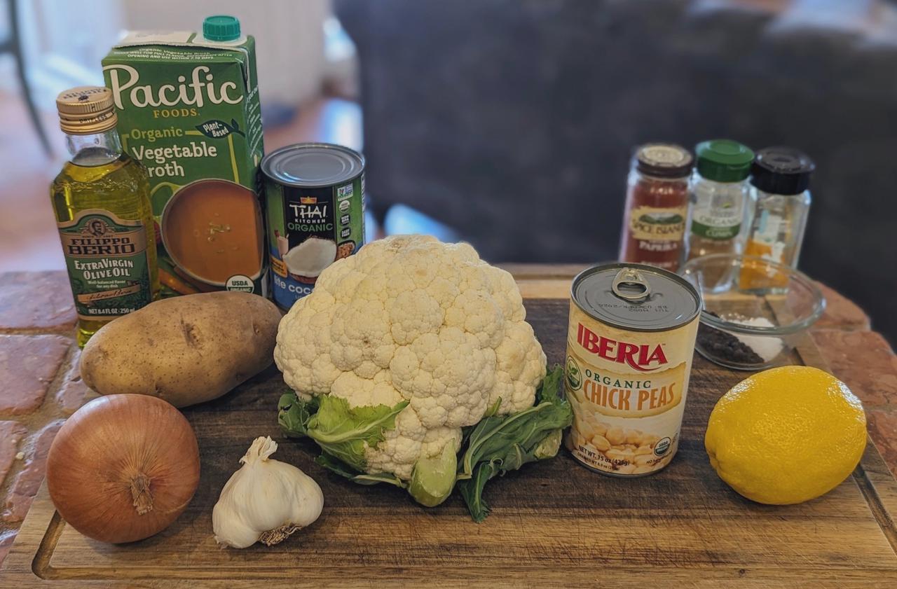 Ingredients for Roasted Cauliflower Harvest Soup