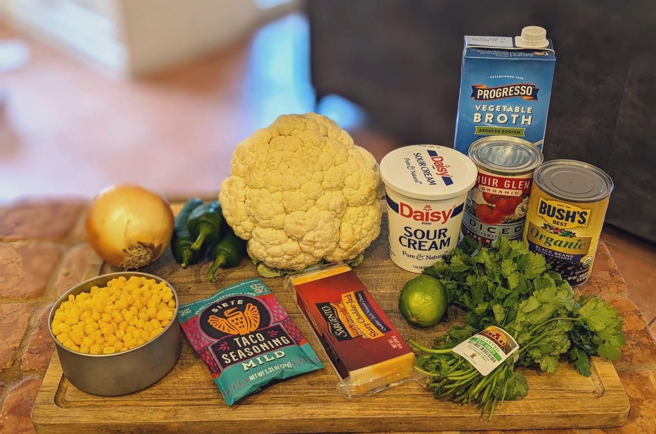 Ingredients for Roasted Cauliflower Taco Soup