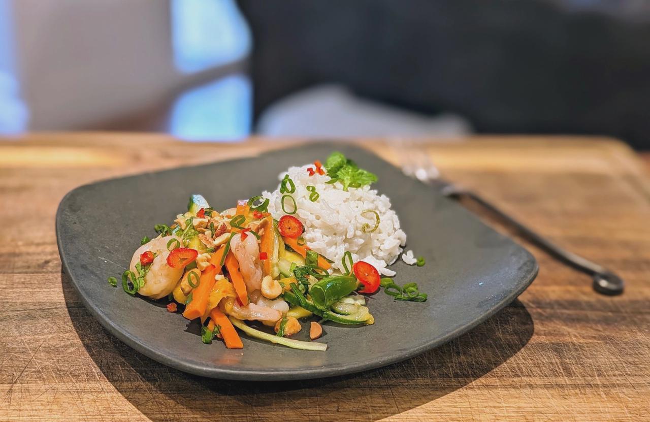 Shrimp and Mango Salad with Coconut Rice