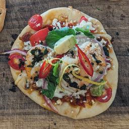 Spicy Cherry Pepper Shrimp Flatbread