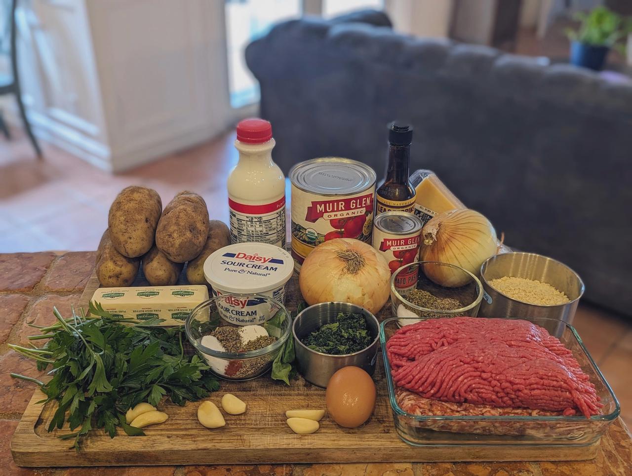 Ingredients for Juicy Meatballs with Tangy Tomato Sauce and Creamy Mashed Potatoes