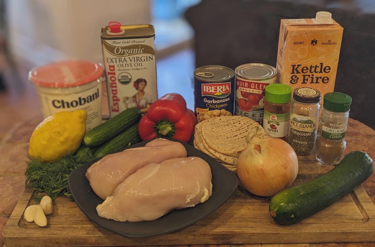 Ingredients for Chicken Gyro Soup